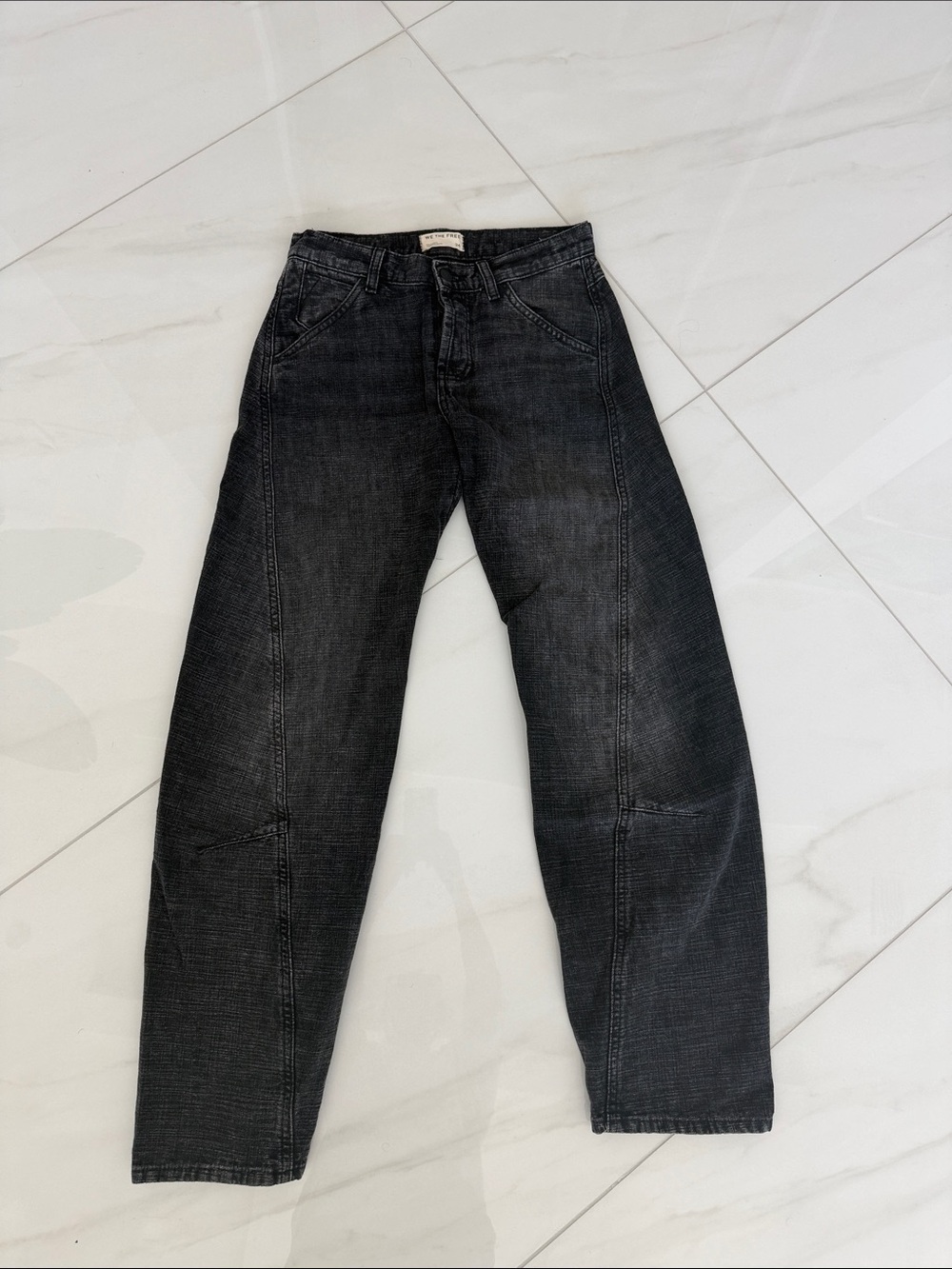 We The Free Black Washed Wide-Leg Jeans